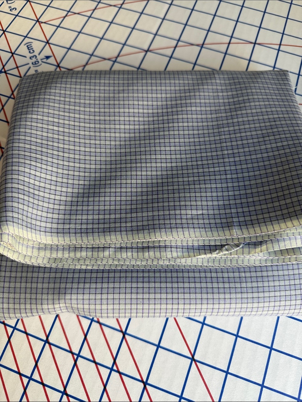 Vintage Gray/Blue Windowpane Shirting Fabric 3.5 Yards x 44” Lightweight